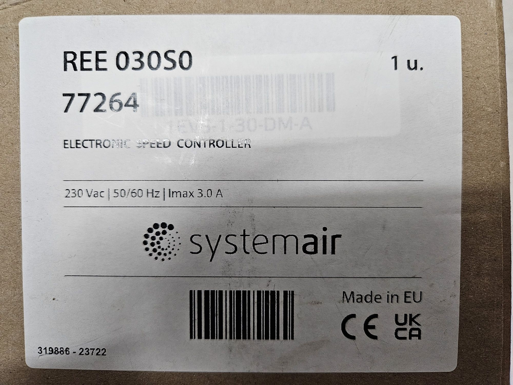 Regulator obrotów SystemAir EVS-1-30-DM, REE 030S0 Imax - 3A