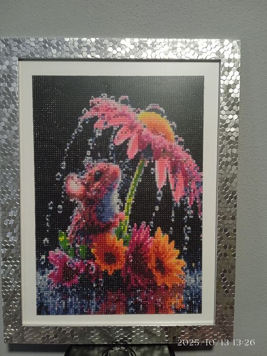 Quadro feito a mão em pintura de diamante