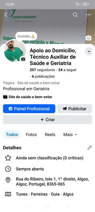 Apoio Geriátrico ao domicílio, todas as informações na página da foto.