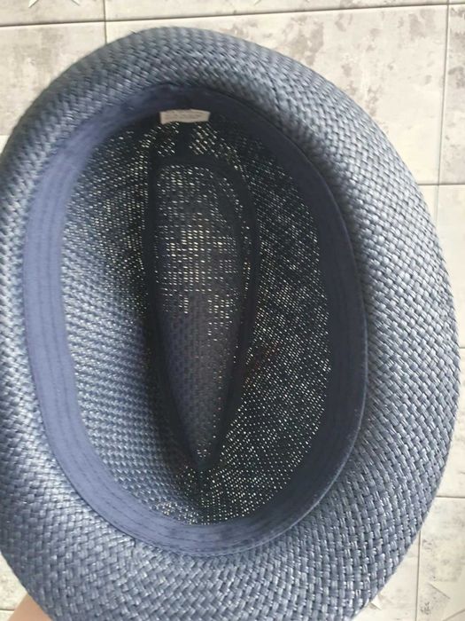 Granatowy kapelusz fedora damski