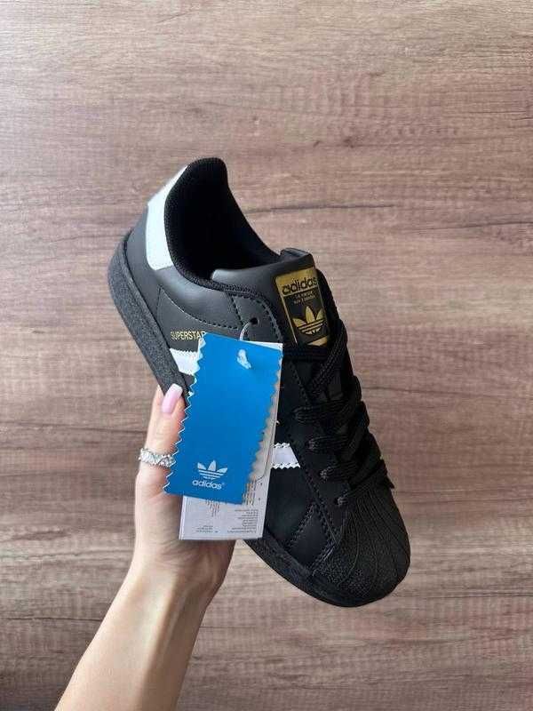 Жіночі кеди Адідас суперстар Adidas superstar чорні 36-40 НАЛОЖКА