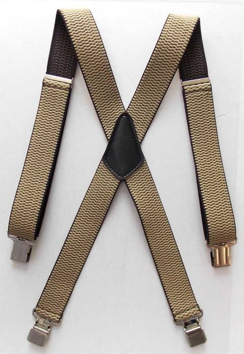 Мужские широкие подтяжки бежевые (Польша) / широкі підтяжки бежеві