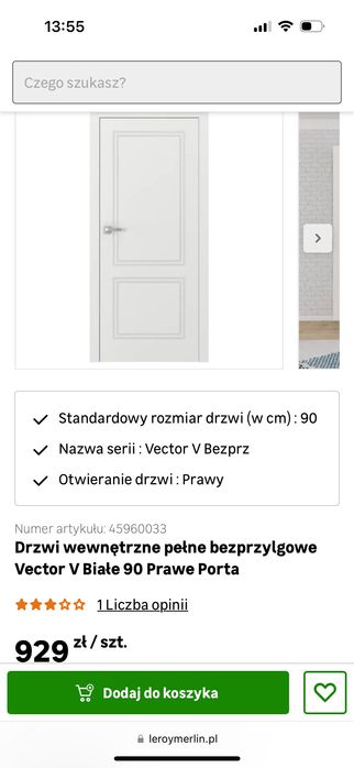 Drzwi bezprzylgowe PORTA VECTOR model V