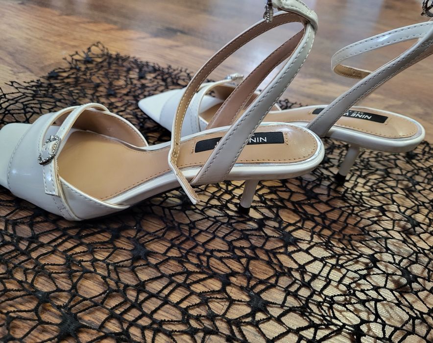 Nowe buty ślubne 36 białe sandałki obas szpilki Nine West paski niskie