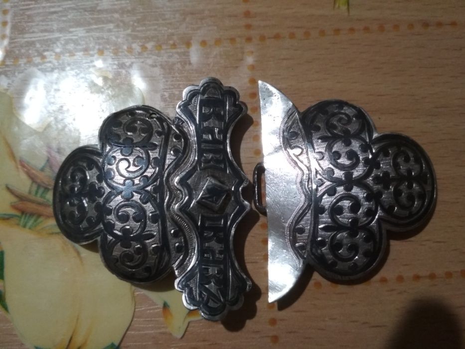 Бляха для ремня женского серебряная антикварная доревол.ручная работа