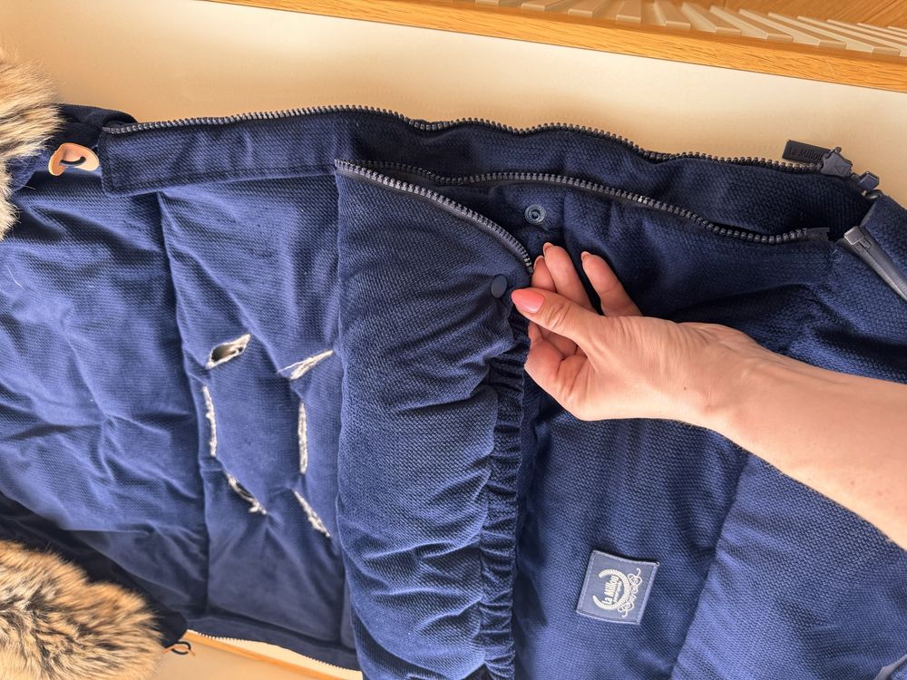 Śpiworek do wózka La Millou Combo multi Royal Navy + mufka do kompletu