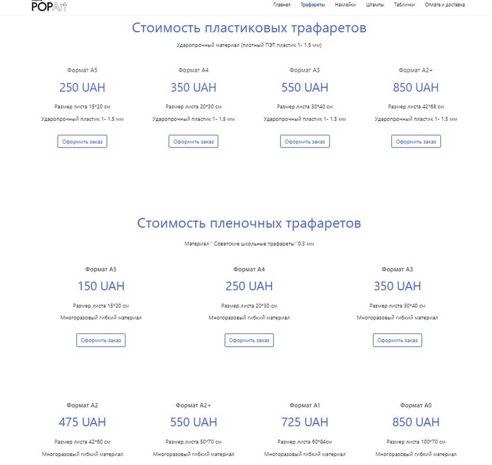 Любий трафарет з пластика чи плівки для Вас