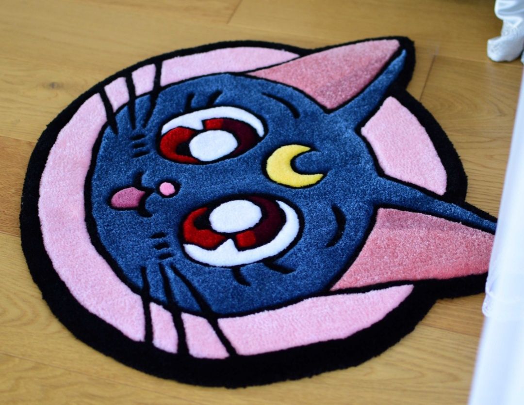 Dywan ręcznie robiony - kot Luna CZARODZIEJKA Z KSIĘŻYCA (Sailor moon)