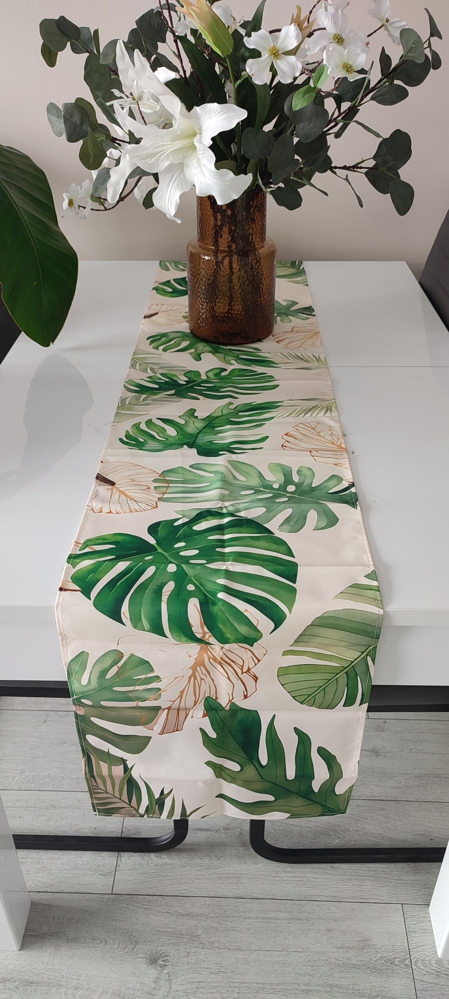 Bieżnik na stół obrus wzór monstera