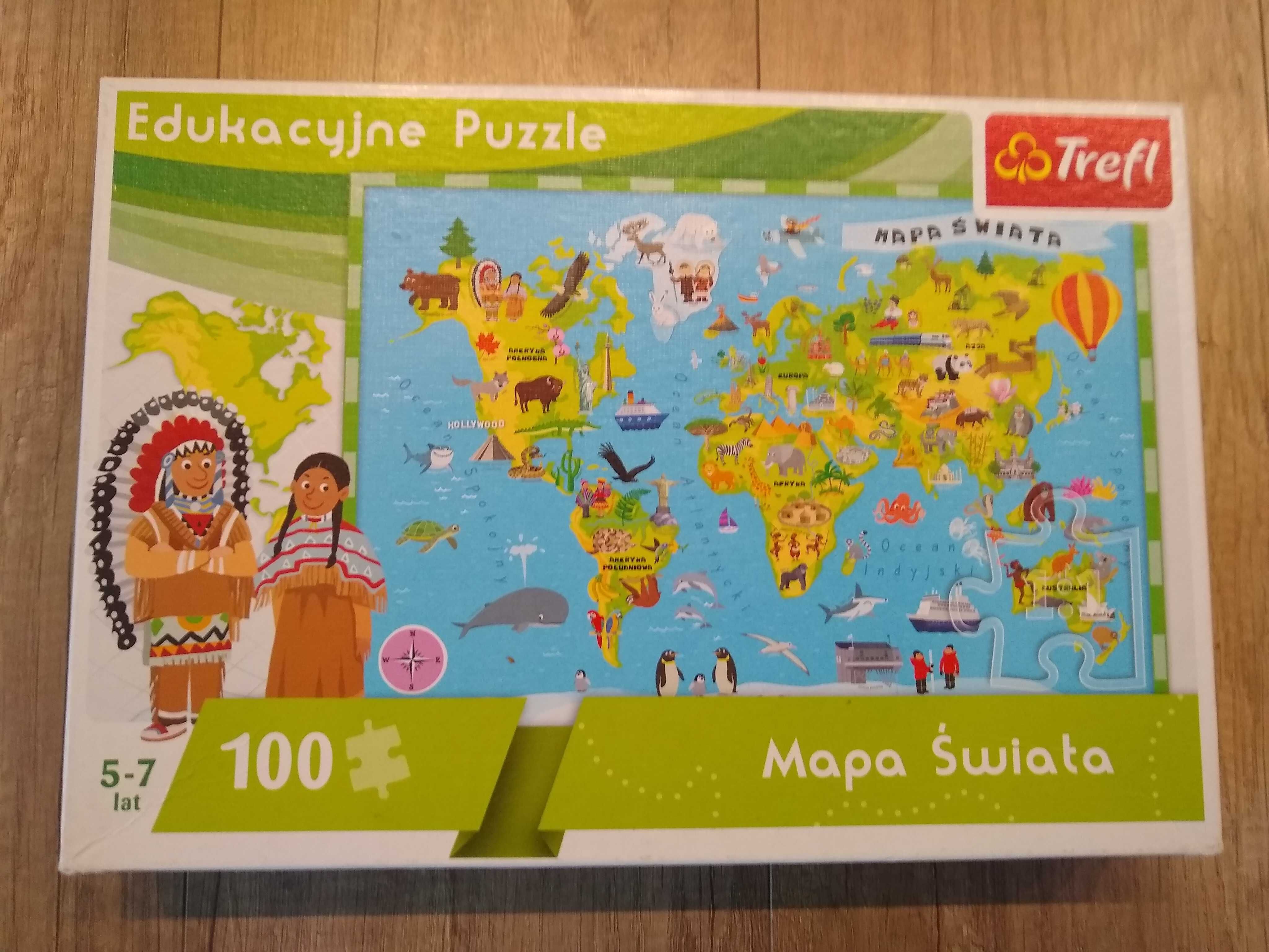 Puzzle edukacyjne "Mapa świata" 5-7 lat