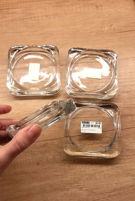 nowa podstawka na świecę ze szkła bezbarwnego x 4