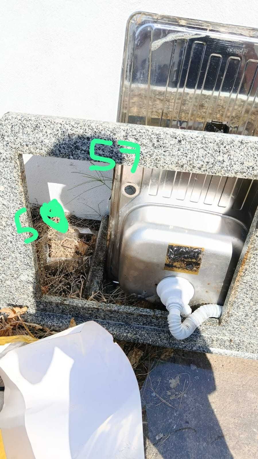 2 Tampos de granito cozinha corte placa e lava loiça, pia usada oferta