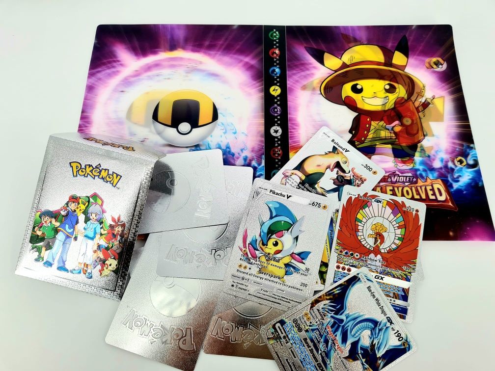 Nowy super zestaw album 3D A5 na karty Pokemon + srebrne karty Pokemon