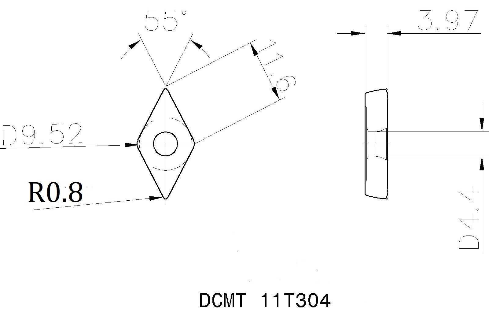 Токарные пластины 10 шт Iscar DCMT11T308 IC907, ромбические