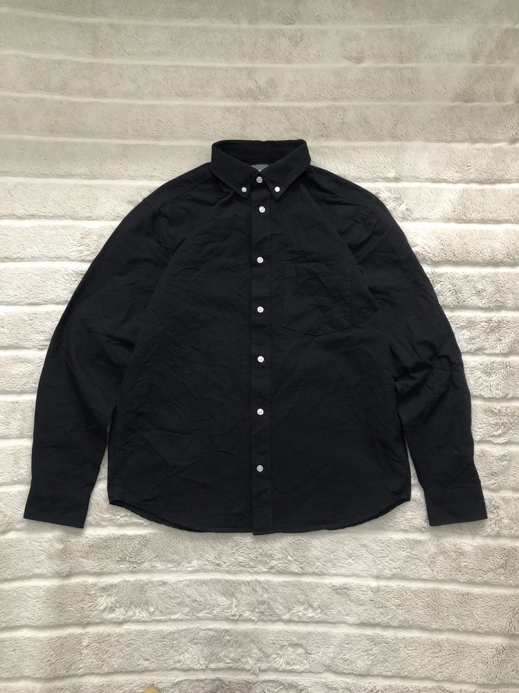 ZARA BLACK (M) Relaxed Custom Fit рубашка мужская черная 100% хлопок