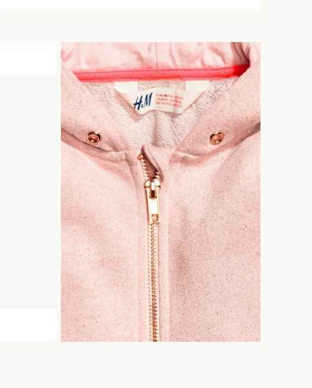 Bluza H&M pudrowy róż brokat różowe złoto rozmiar 134 nowa