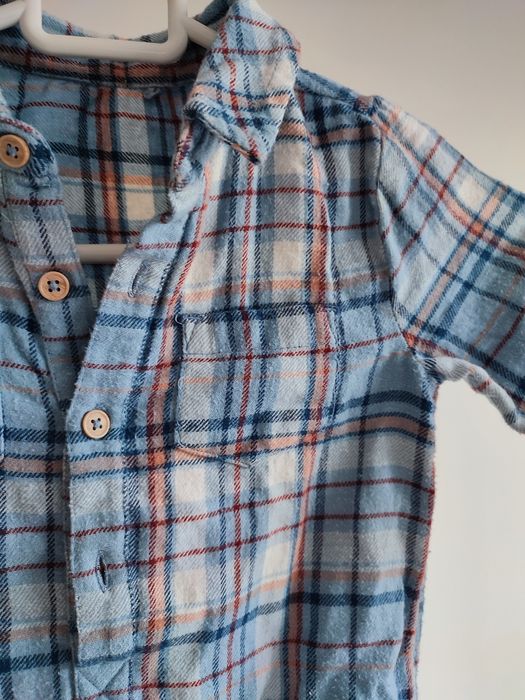 Koszula body w kratkę chłopięce 86 koszulobody flanela