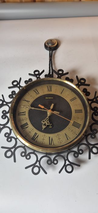 Piękny stary radziecki zegar Jantar sprawny ścienny starocia PRL (4)