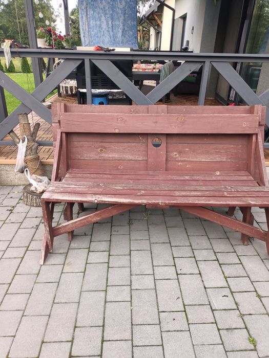 Ławka drewniana rozkładana ze stolem