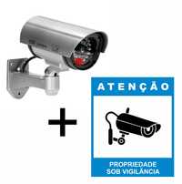 CÂMARA Fictícia/Falsa + Placa vídeo vigilância 25CM PVC 3MM