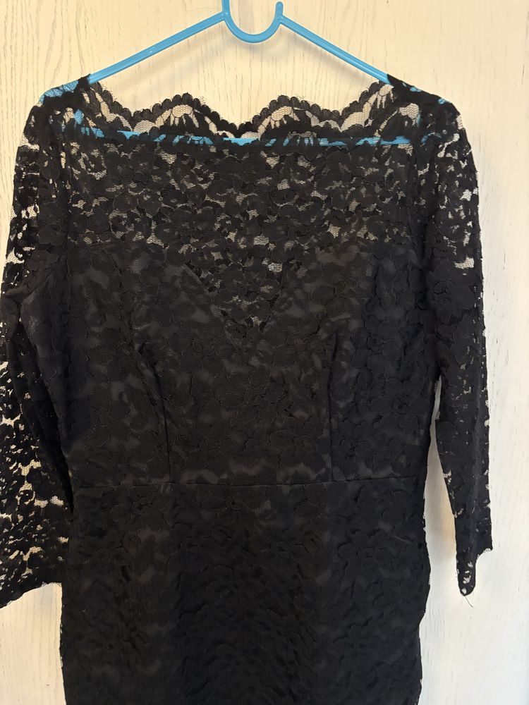 Koronkowa czarna eleganvka sukienka w stylu vintage retro karnawal bal