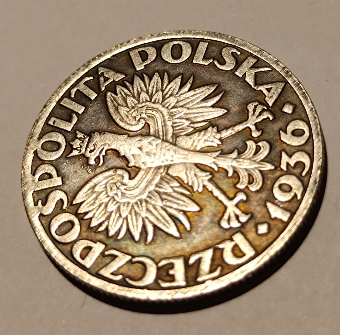 Moneta 5 złorych, żaglowiec 1936r.