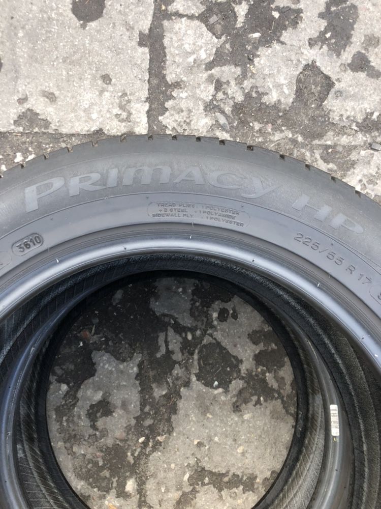 Opony używane Michelin 225/55r17 97W Primacy HP -2szt Dot3710 5,5mm