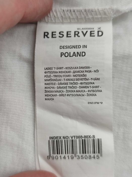 Biała bawełniana bluzka koszulka t-shirt top krótkie rękawy Reserved S