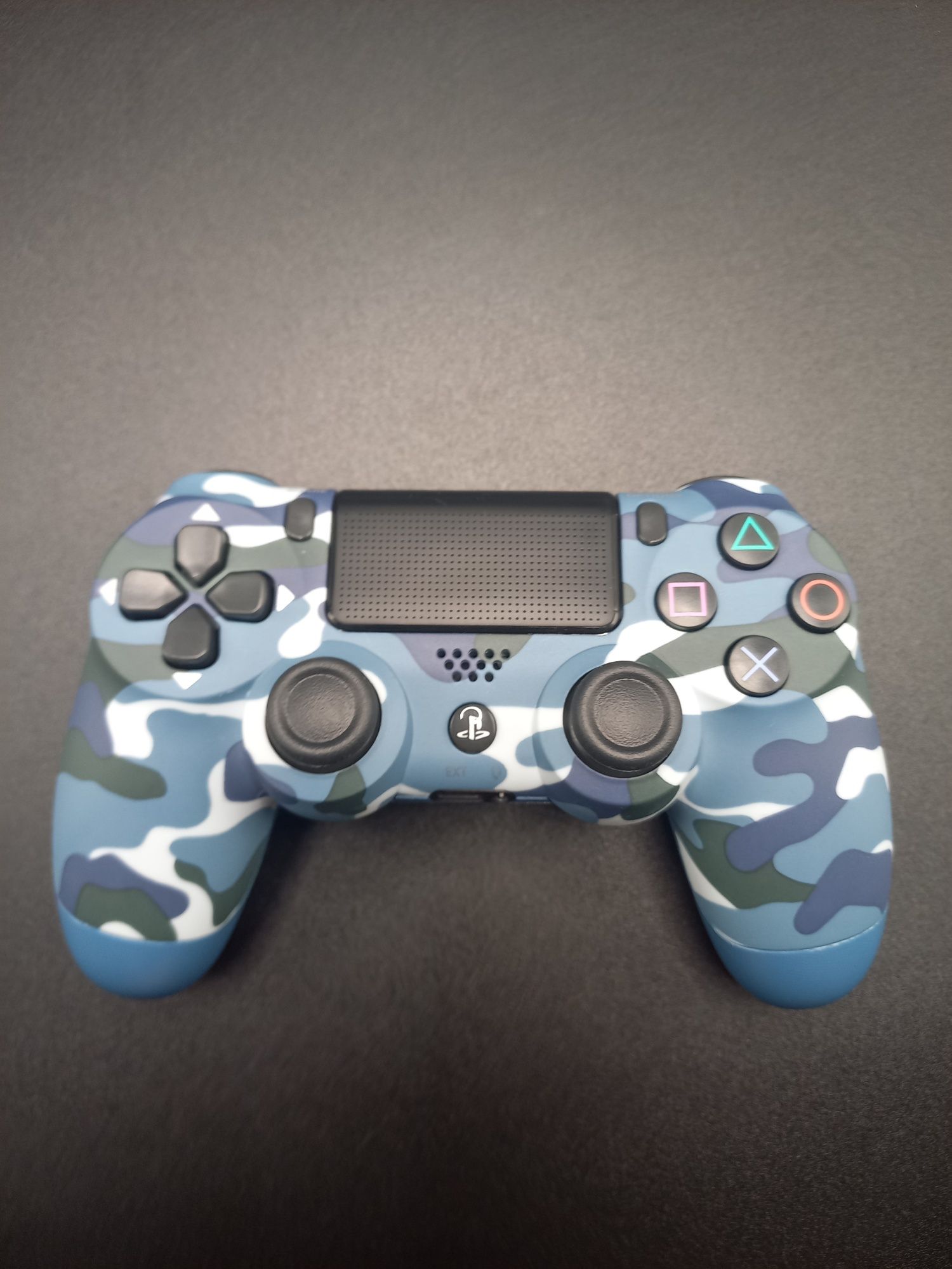 Comando PS4 Azul Camuflado – Como Novo, com Caixa Original!