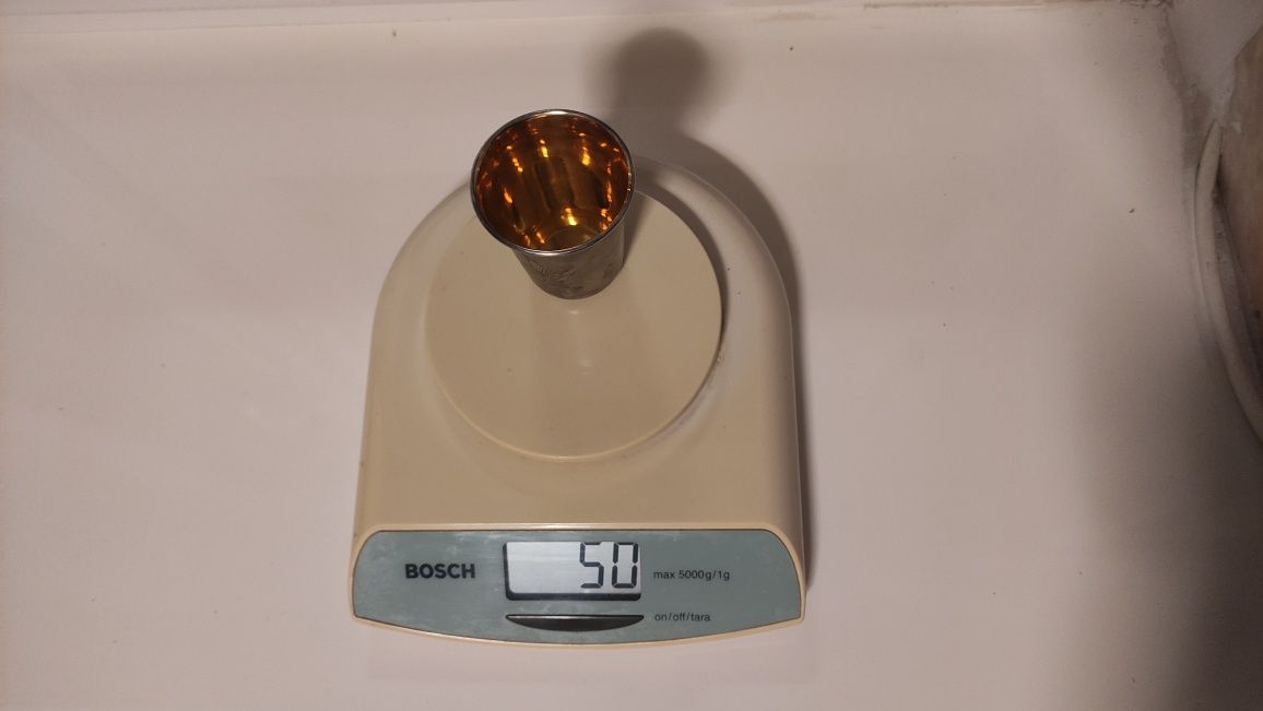 Срібний стаканчик 875 пр., вага 50 г.,  місткість 100 г. срібна стопка