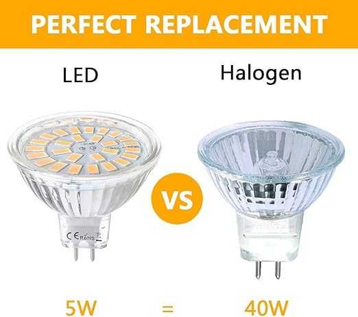 10 żarówek LED MR16 GU5.3 ciepła biel 5W 50 W, 3000 K, 450 lm 458
