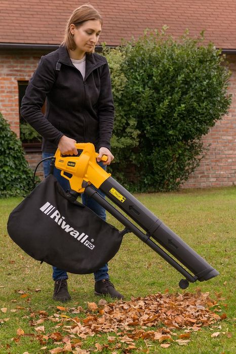 Dmuchawa Odkurzacz do Liści Riwall 3200W z Rozdrabniaczem 45L