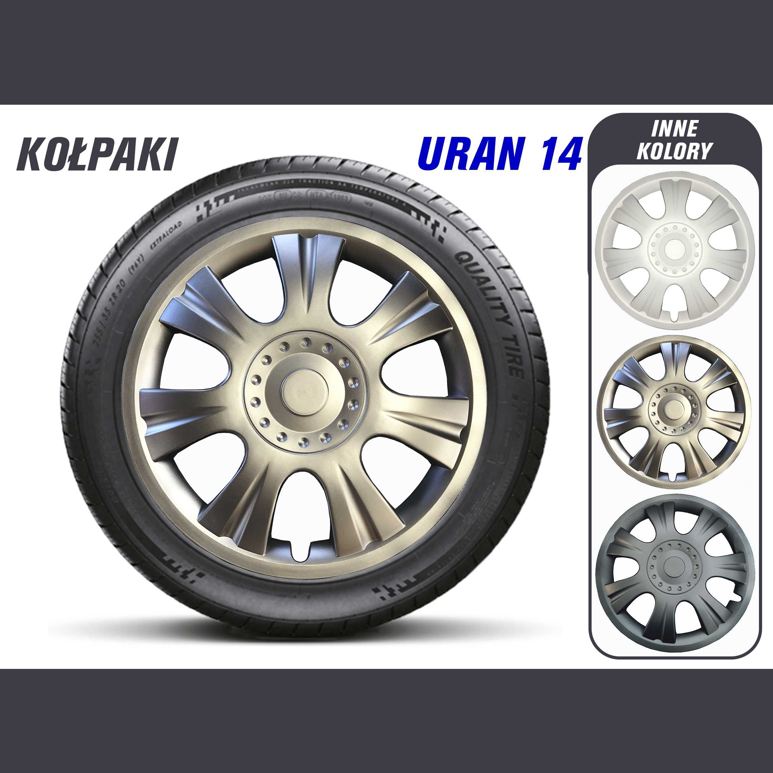 Ковпак Колісний "URAN" R14 (сірі, чорні, графіт, білі)