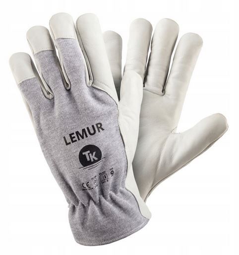 Rękawice skórzane kozia skóra monterskie LEMUR r.8,9,10,11