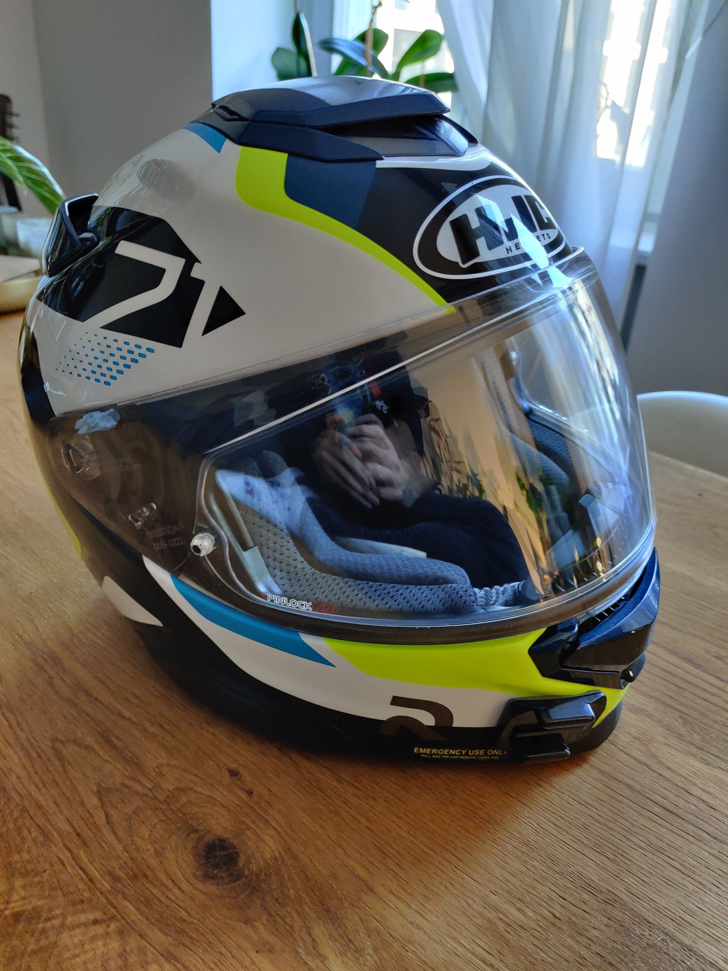 Kask motocyklowy hjc Rpha 71 hapel rozmiar m niebieski żółty