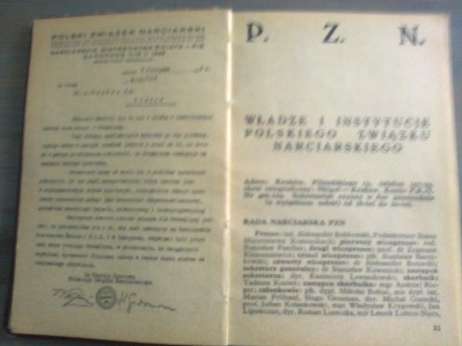 Kalendarz Polskiego Związku Narciarskiego 1938/39 r