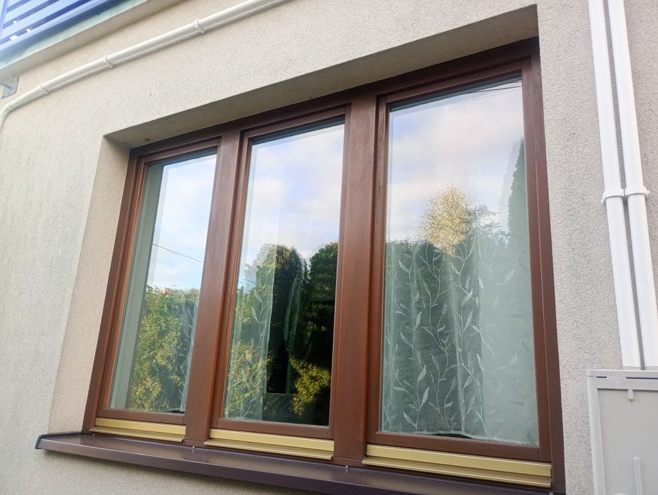 Okno 200cm x 145cm drzwi 200cm x 200cm drewniane dąb jasny białe