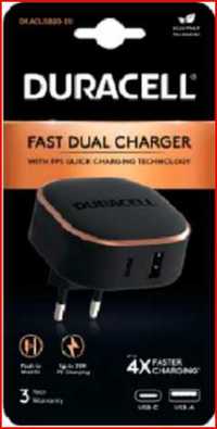 Duracell - CARREGADOR USB-A + USB-C 4X FAST CHARGE - novo em caixa