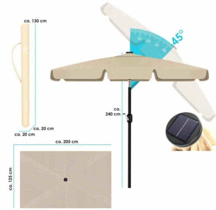 Parasol ogrodowy z panelem słonecznym Led