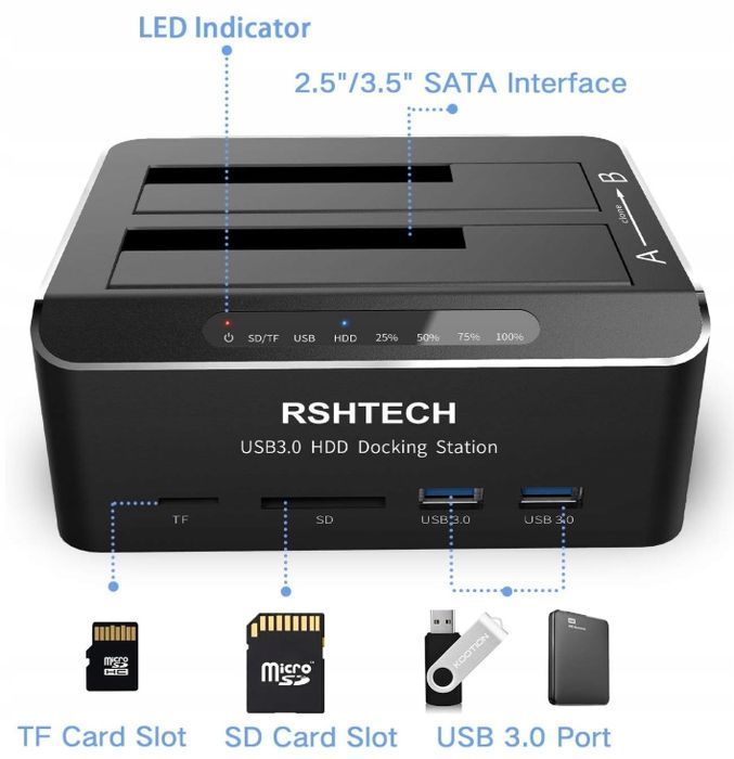 RSHTECH Stacja dokująca dysku twardego USB 3.0 do Dysków POWYSTAWOWY