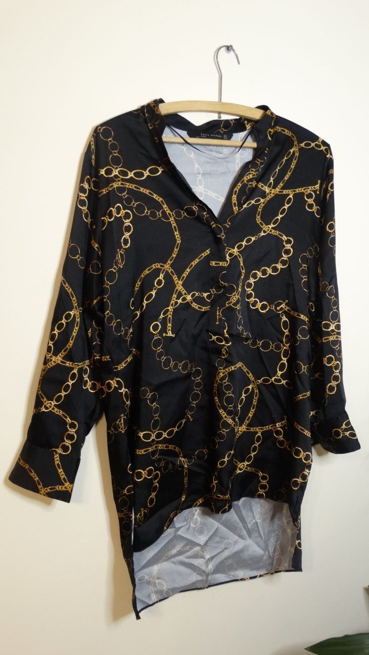 Zara woman długa koszula oversize vintage łańcuchy S
