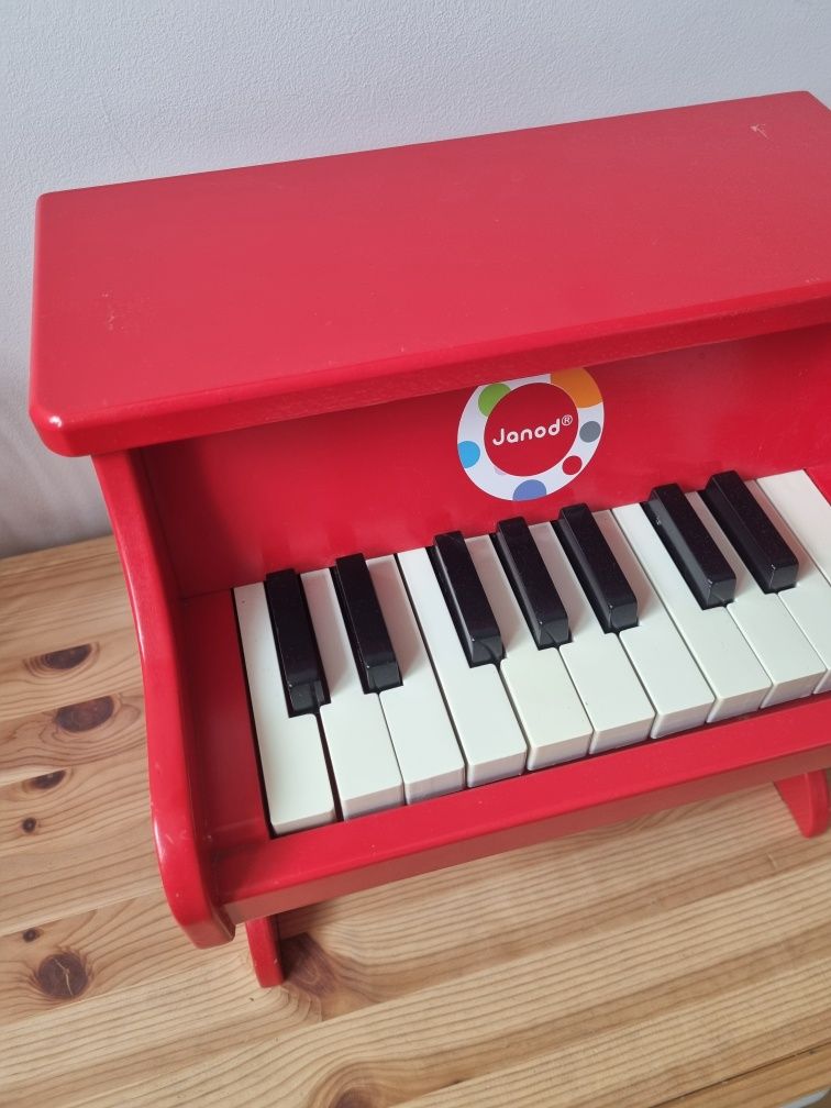 Janod - drewniane pianino dla dzieci, czerwone