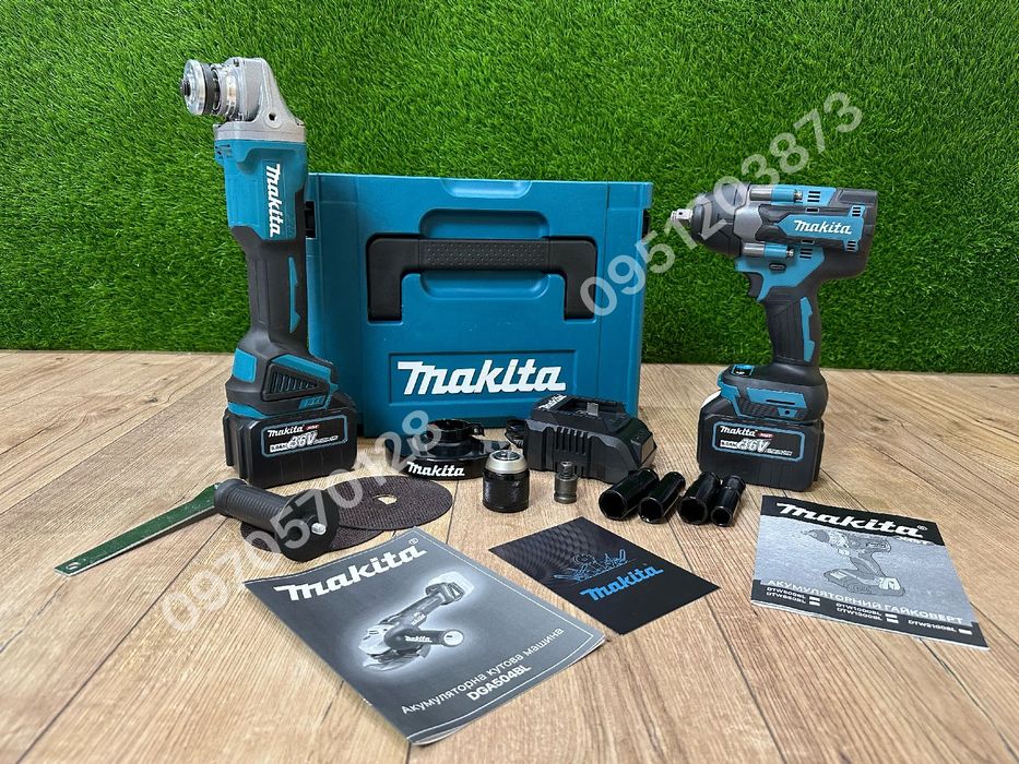Набор 2/1 Makita Гайковерт DTW850BL + Болгарка DGA504BL с 2акб 36V 9Ah