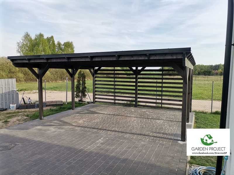 wiata samochodowa carport2 płaski dach ażur montaż