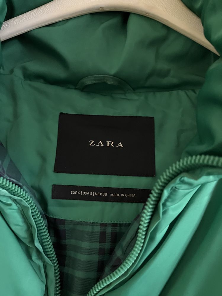 Zara zielona kurtka puchowa