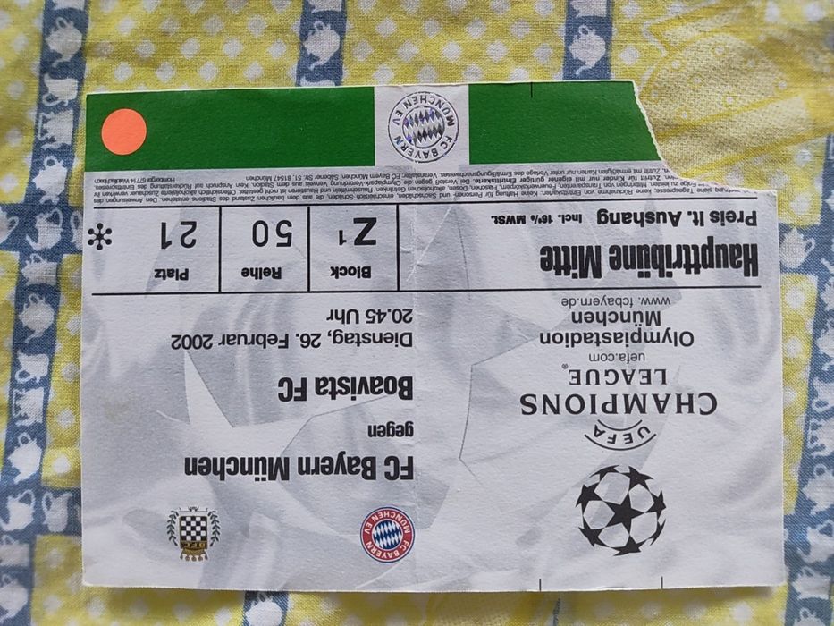 Bilhete Bayern Boavista liga dos campeões 2001/02