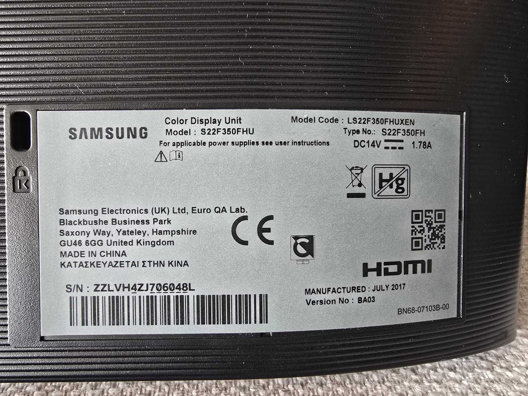 Monitor 22" Samsung – Ideal para Trabalho ou Estudo – Usado