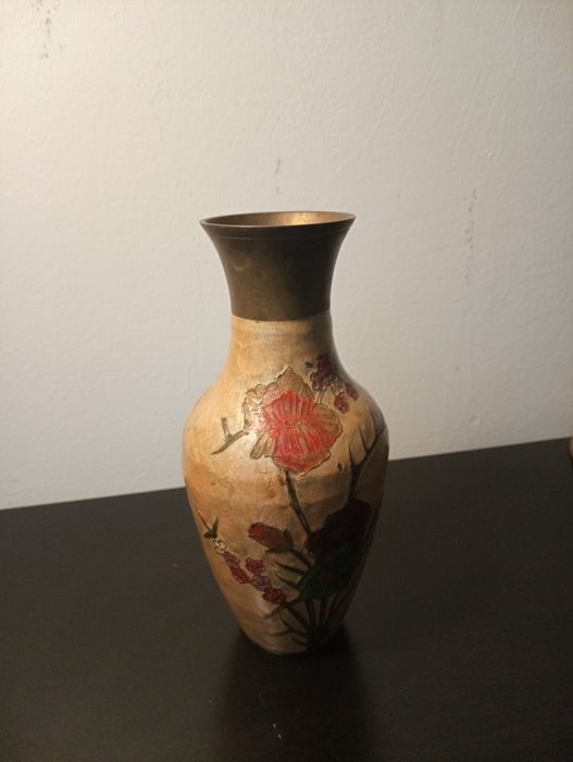 Antiga Jarra decorativa arte cloisonne (esmalte sobre metal)	- India