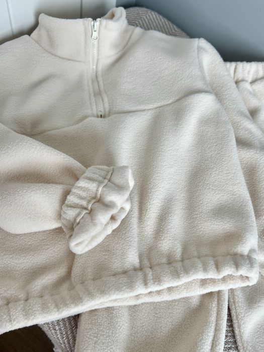 Теплий флісовий костюм молочний, лаванда, рожевий