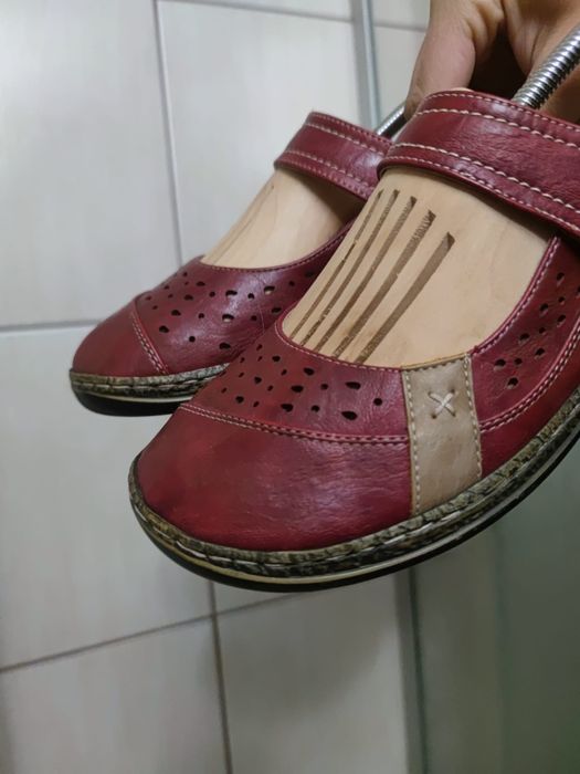 buty damskie 41 Chun Sen mokasyny na rzepy baleriny półbuty czerwone